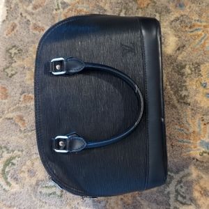 Large black bowling bag purse